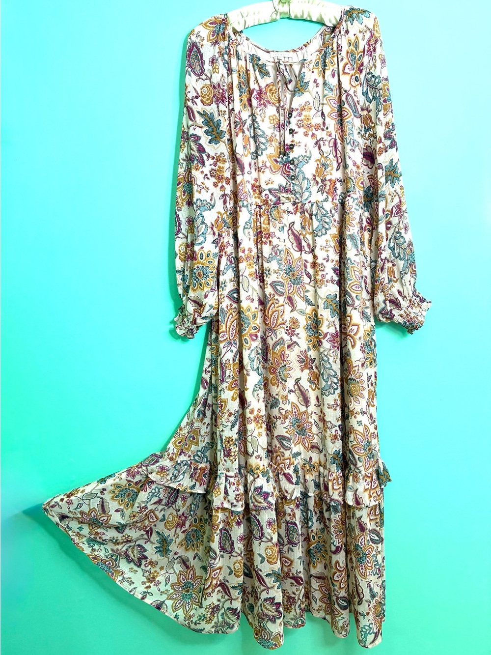 Kate & Sam Boho Tiered Floral Long Sleeve Maxi Dress - Picture 10 of 16